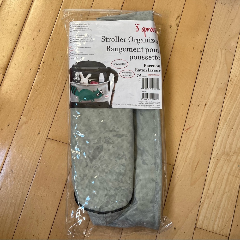 3 Sprouts Stroller Organizer in Raccoon in Gray NEW